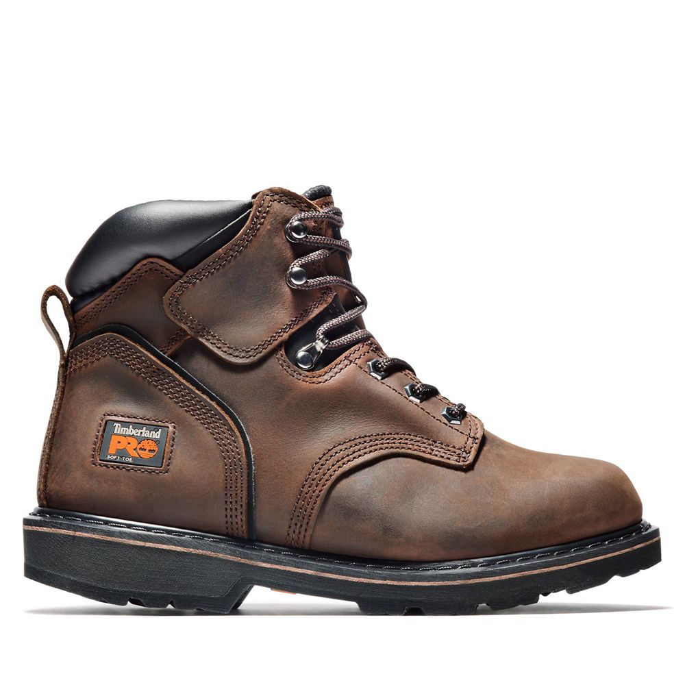 Timberland Μποτακια Εργασίας Ανδρικα Καφε - Pro® Pit Boss 6\" Soft Toe - Greece 9132765-UL